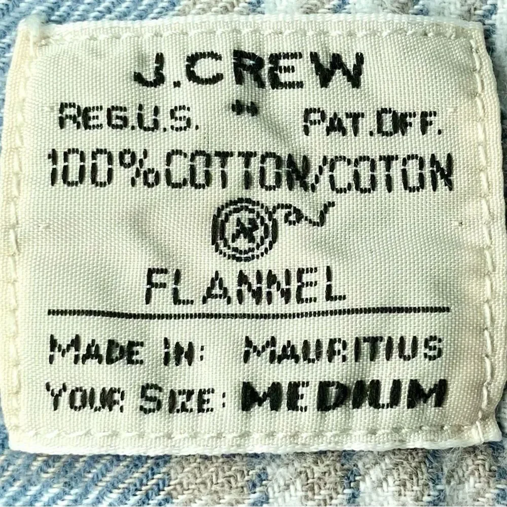 J Crew Plaid Flannel Shirt in Cream/Slate Blue/Taupe Men’s M